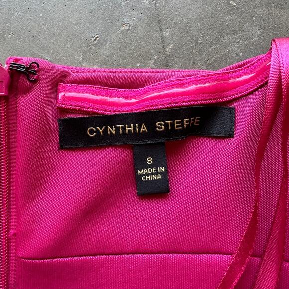 Cynthia Steffe Zoe Cerise Strapless Ruffle Dress Women's 8 Pink Cocktail Dress - Picture 2 of 6